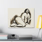 Female Nude by Carl Newman Art Print on Satin Canvas, Stretched