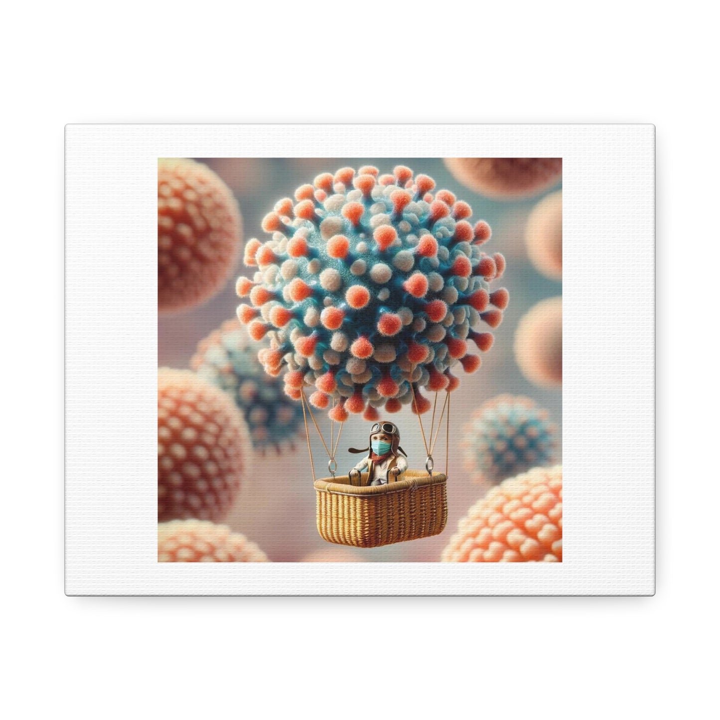 Covid Hot Air Balloon Takes Humans to Another Place 'Designed by AI' Art Print on Canvas