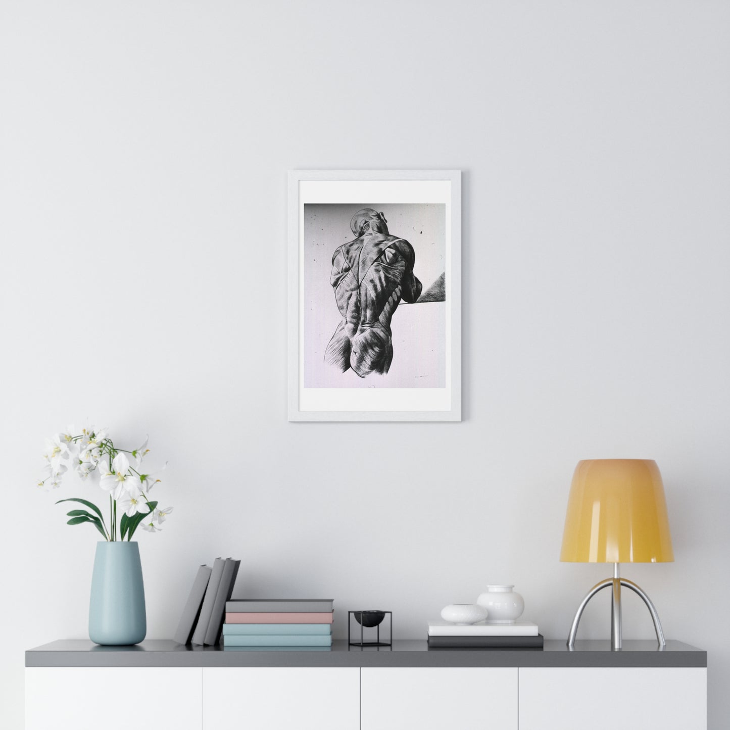 Musculature of the Human Body, Vintage Drawing, from the Original, Wooden Framed Print