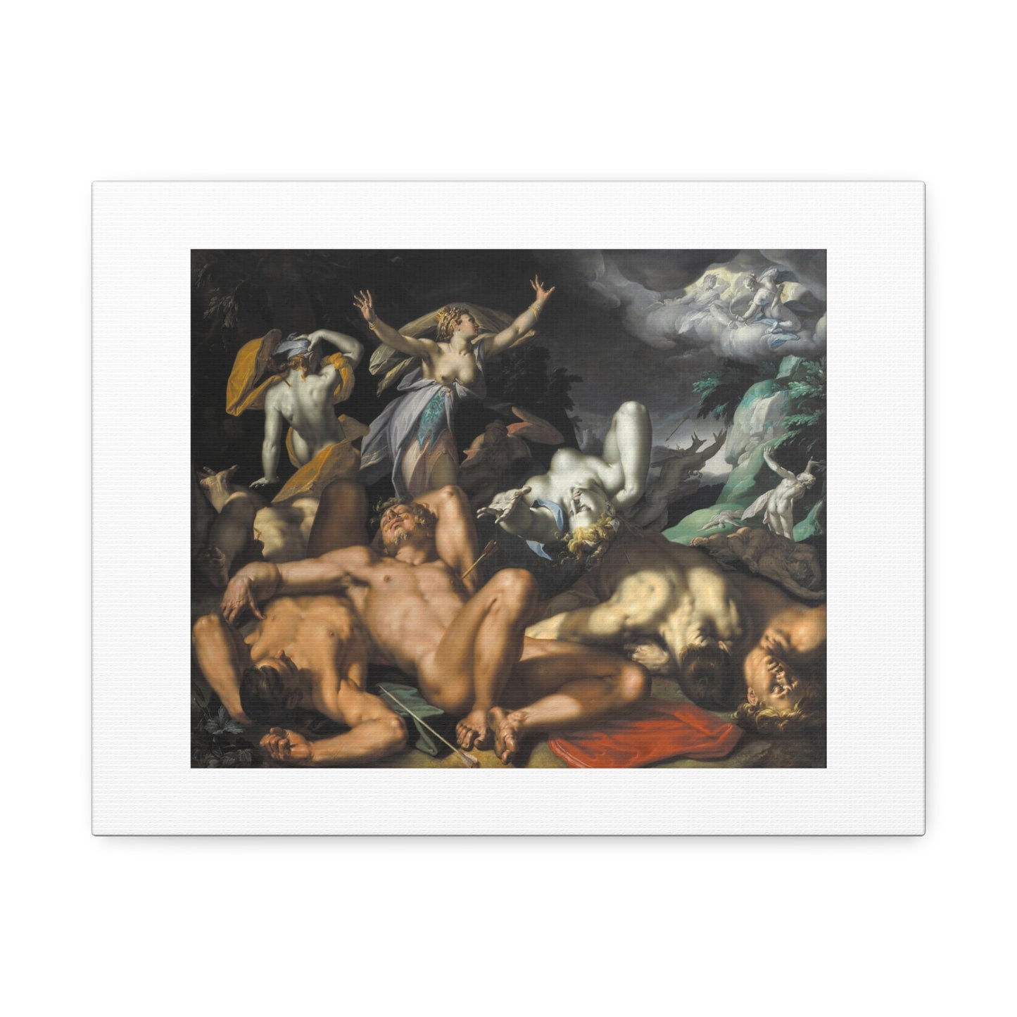 Apollo and Diana Punishing Niobe by Killing her Children (1591) by Abraham Bloemaert, from the Original, Art Print on Canvas