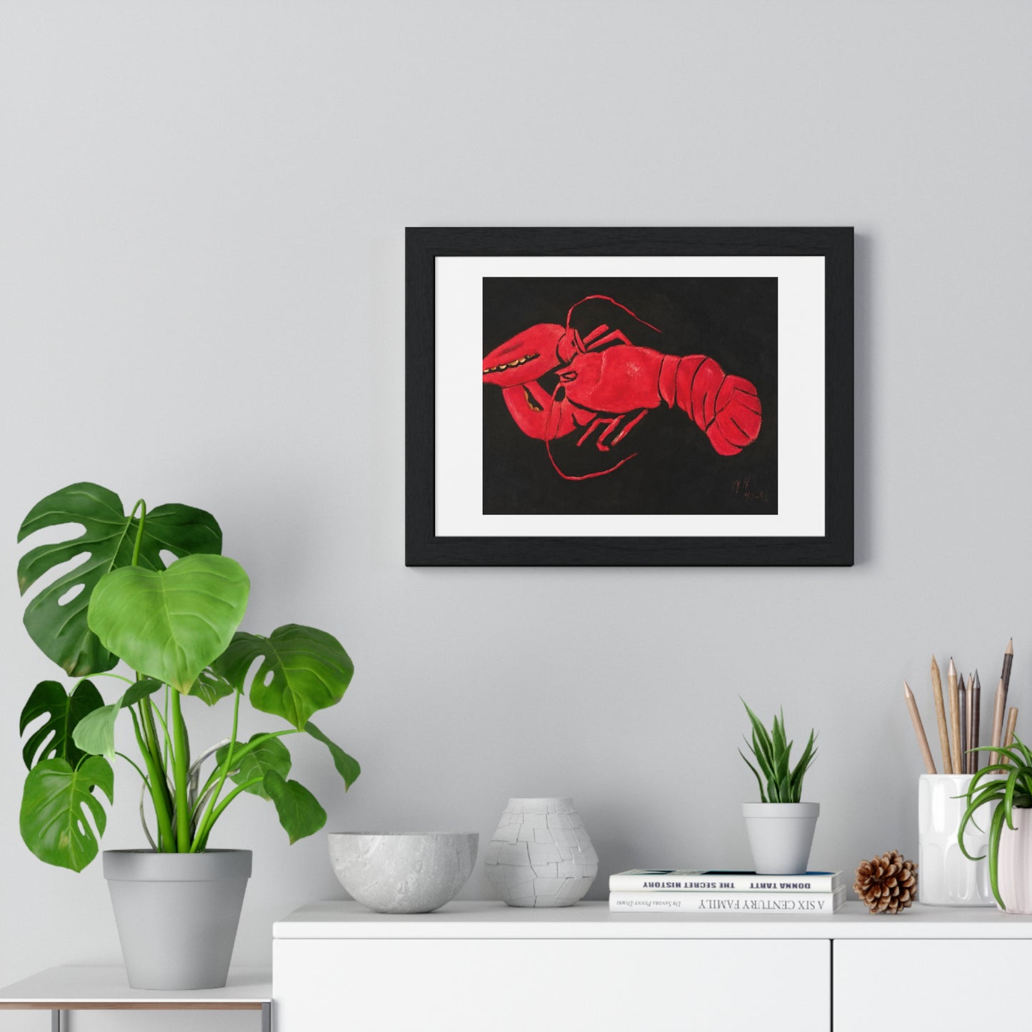 Lobster on Black Background (1940–1941) by Marsden Hartley, from the Original, Framed Art Print