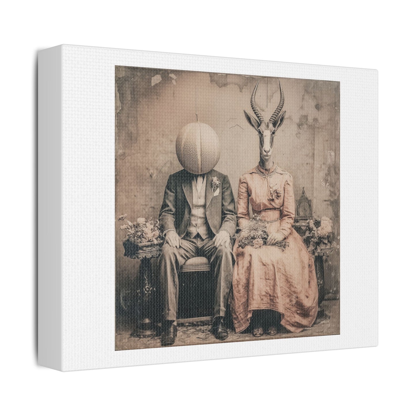 The Cantaloupe and the Antelope, Portrait Art 'Designed by AI', Print on Canvas