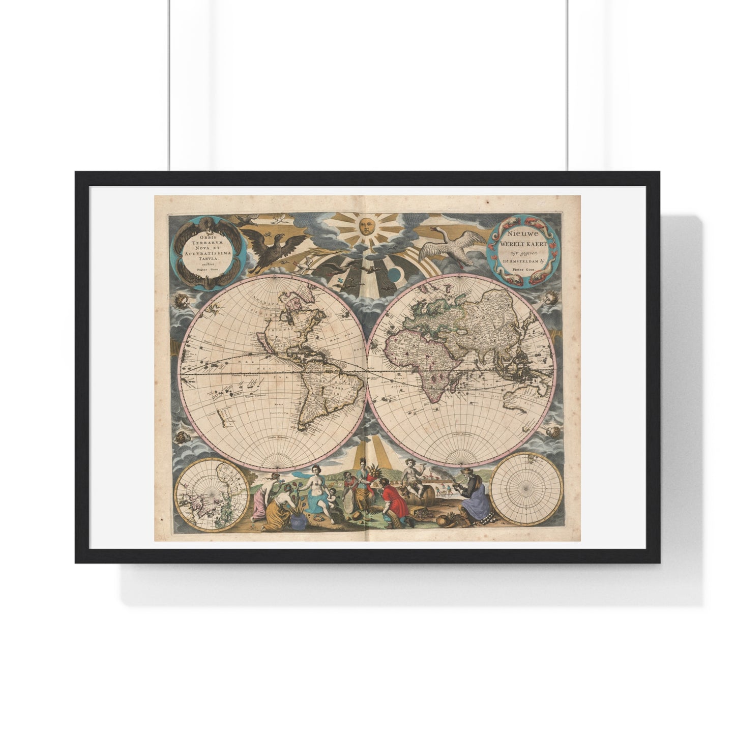 Antique Map 'Orbis Terrarum Nova et Accuratissima Tabula' (1658) from the Original, Framed Print