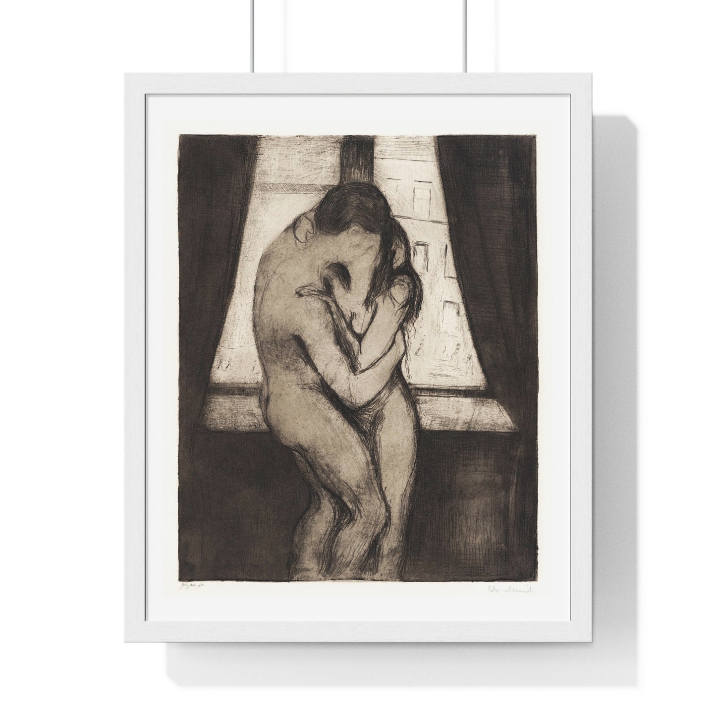 The Kiss (1895) by Edvard Munch, from the Original, Framed Art Print