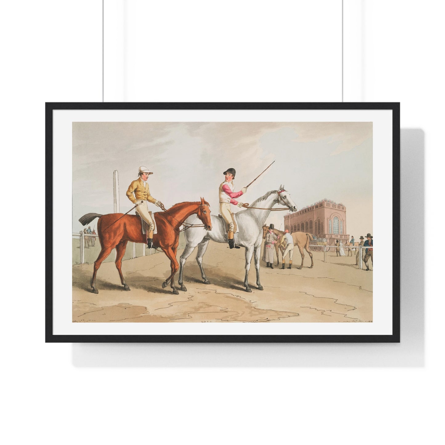 Illustration of Jockeys from 'The Costume of Yorkshire' (1814) by George Walker, from the Original, Framed Art Print