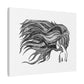 Flowing Hair Girl Line Art, Printed on Satin Canvas