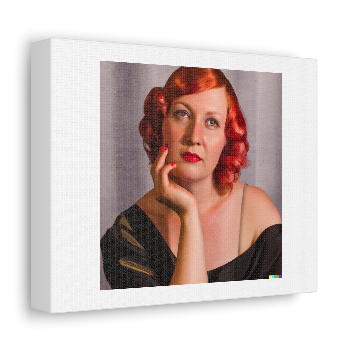 Woman With Red Hair In The Style of Tamara de Lempicka 'Designed by AI' on Canvas