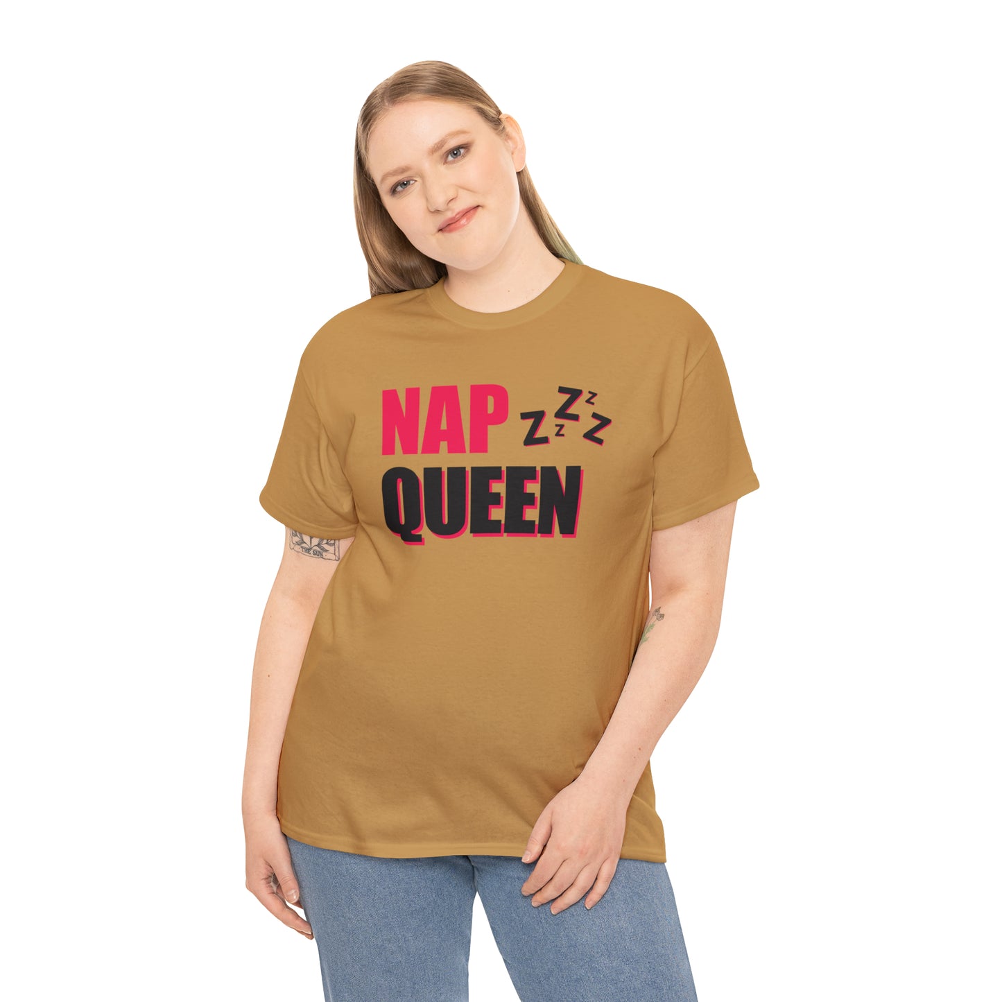 Nap Queen ヘビーコットン Tシャツ ユニセックス ワールドワイドサイズ 昼寝、睡眠、怠惰、休息