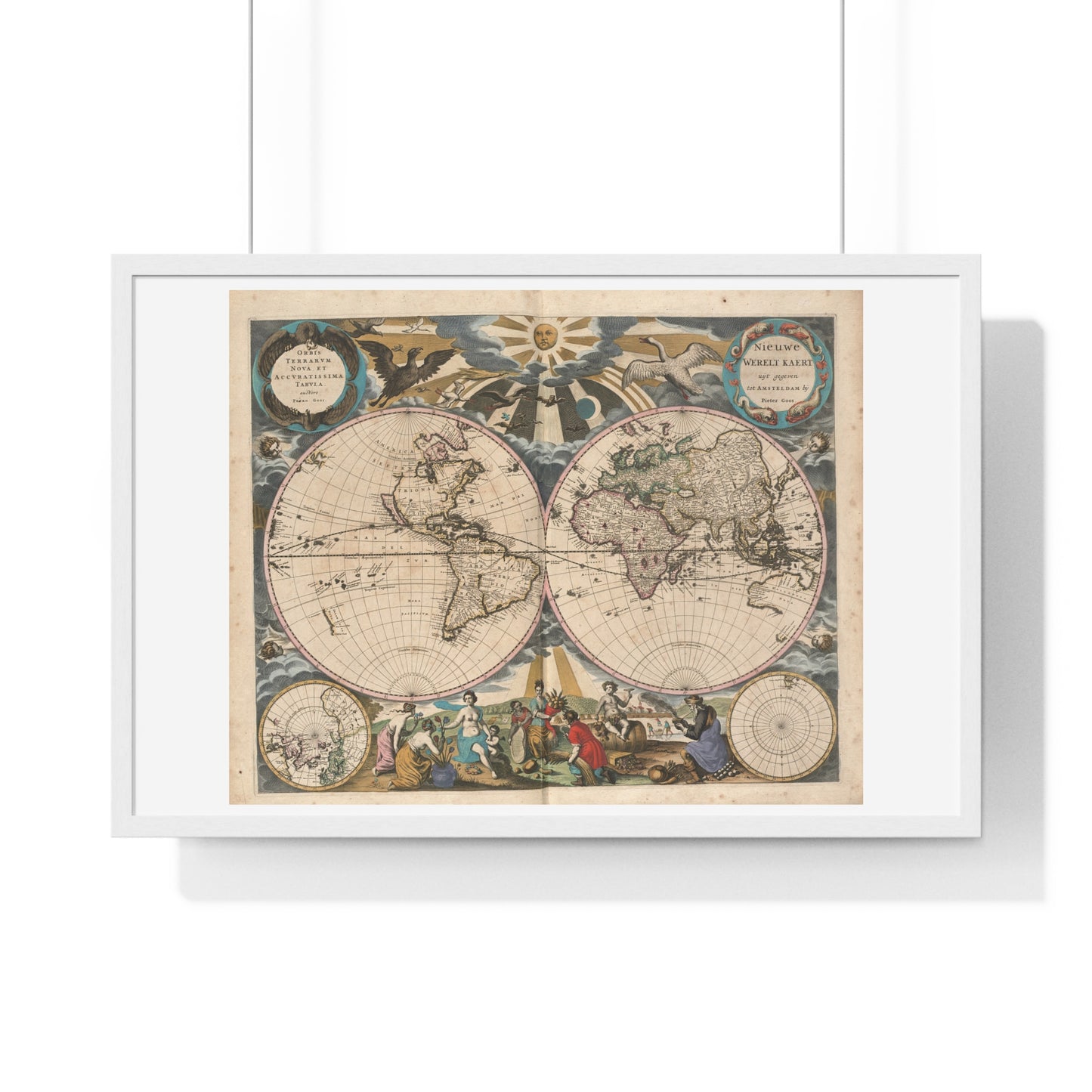 Antique Map 'Orbis Terrarum Nova et Accuratissima Tabula' (1658) from the Original, Framed Print