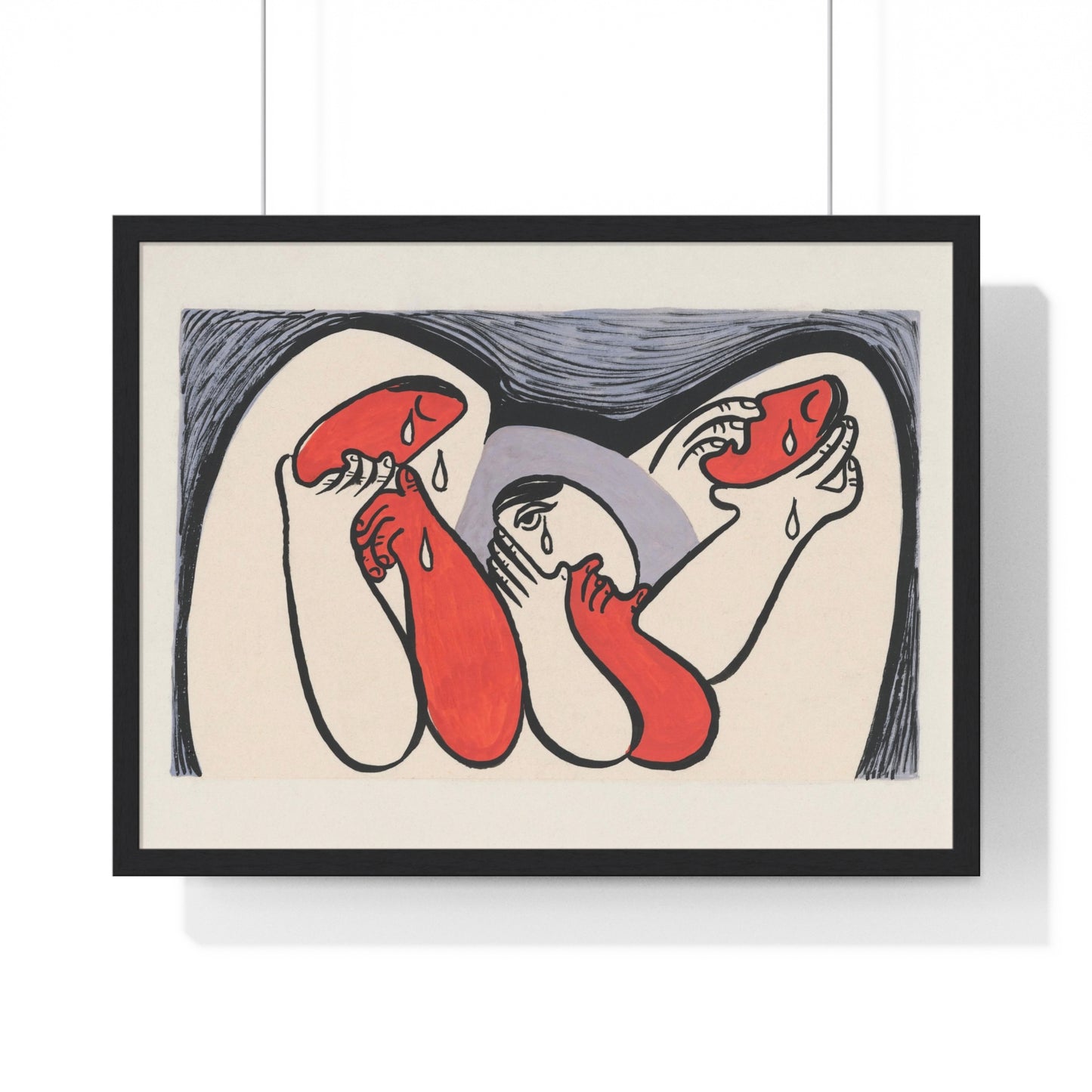 Crying Women (1938) Abstract Painting by Mikulas Galanda from the Original, Framed Art Print