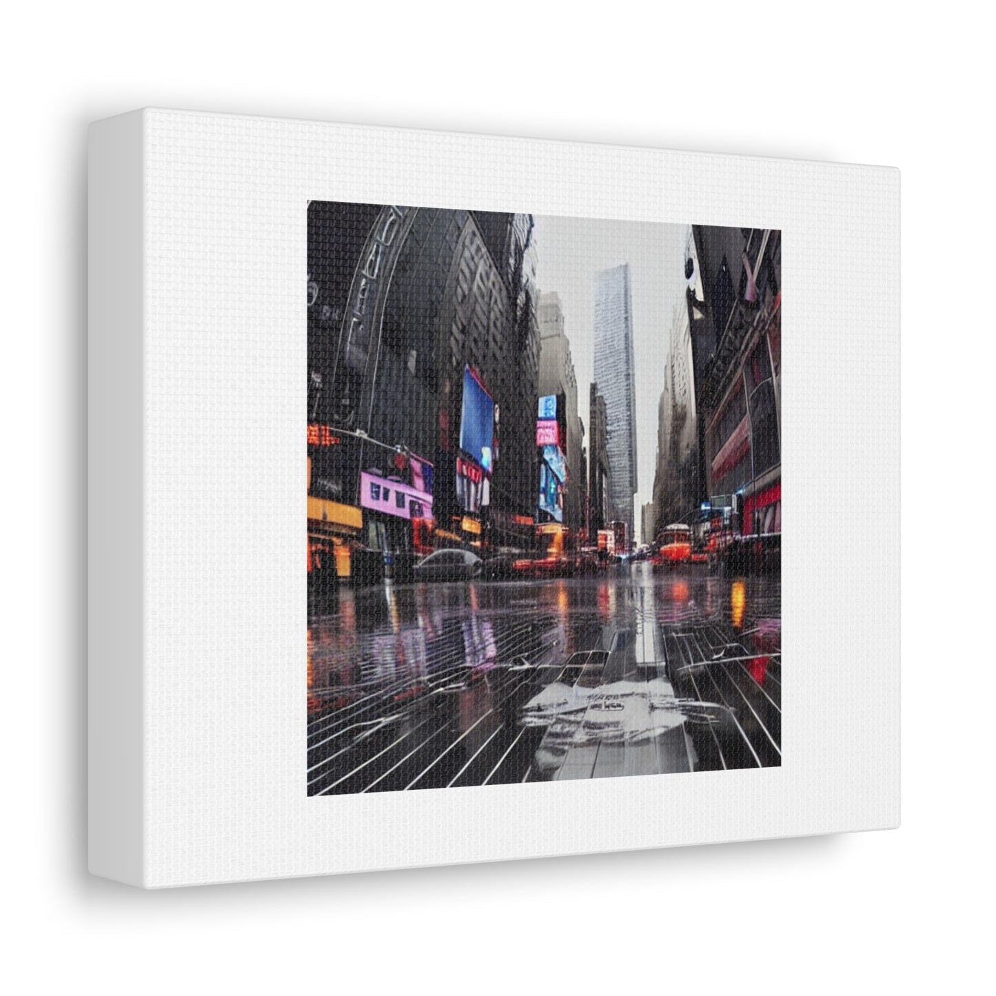 New York City Street Scene On a Rainy Day 'Designed by AI' on Canvas