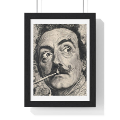 Salvador Dali Portrait, Pencil Sketch 'Designed by AI' Framed Art Print