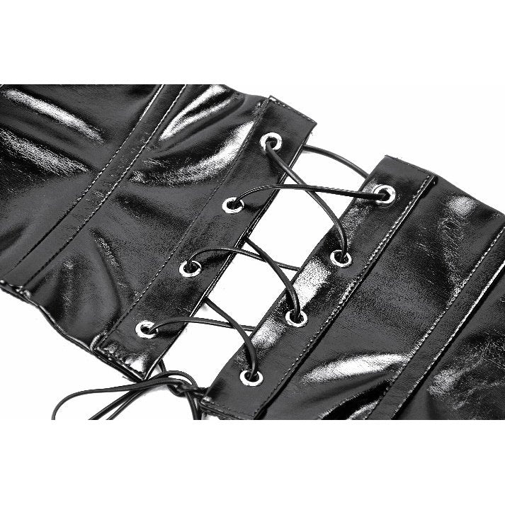 Dark in Lia Punk Love Patent Leather Waist Corset with Metal Accents