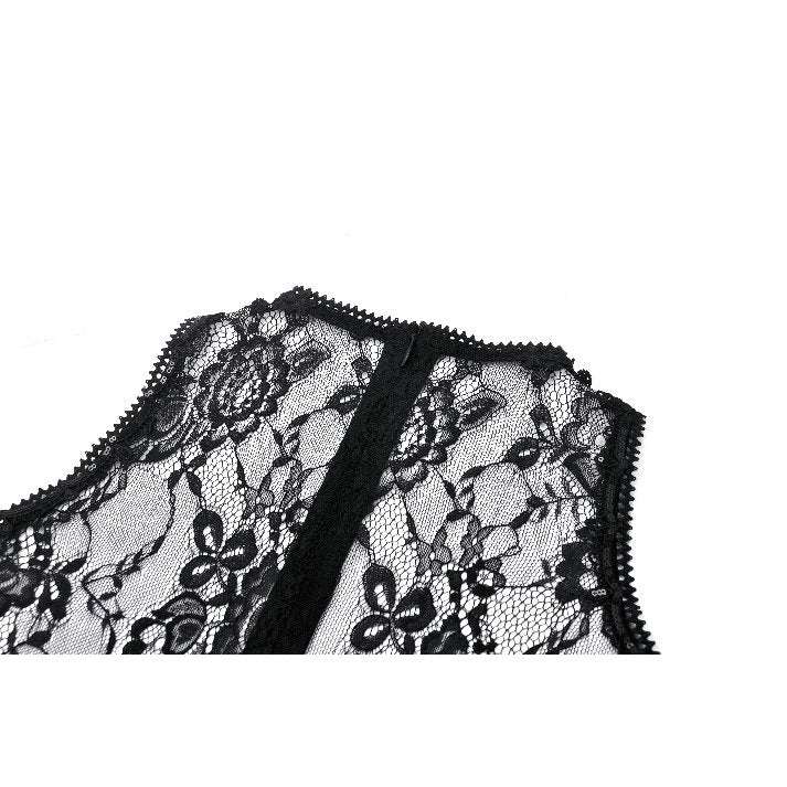 Dark in Love Carys Black Gothic Asymmetrical Lace Off-Shoulder Dress with Rhinestone Detail