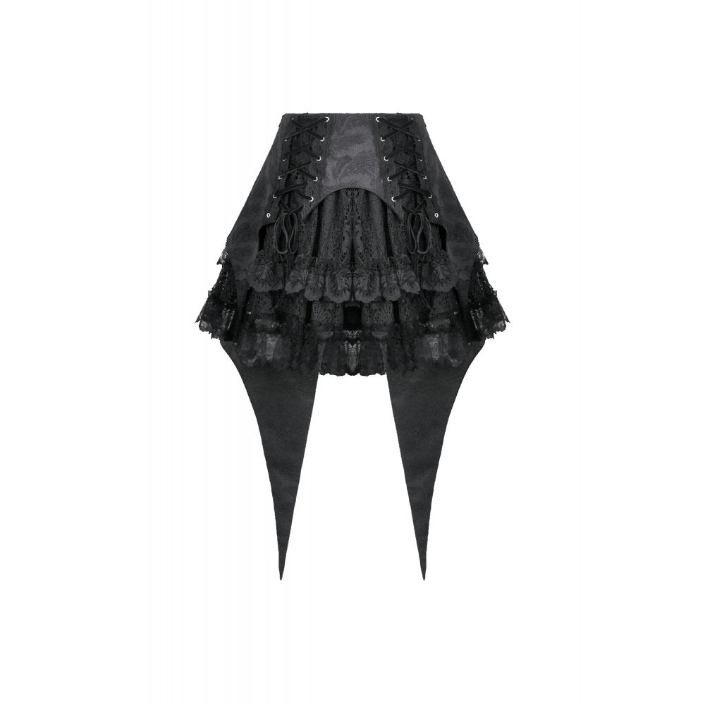 Dark in Love Thornspell Gothic Layered Lace Overskirt in Black