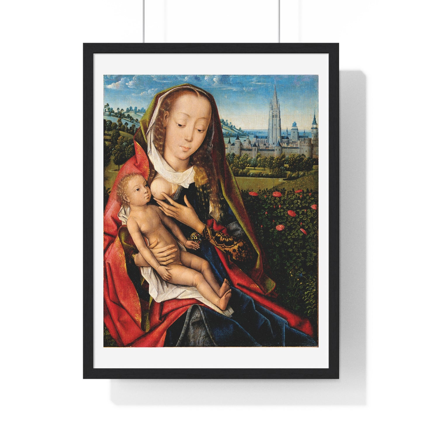 Virgin and Child in a Landscape (1480–90) by Master of the Legend of Saint Lucy, from the Original, Framed Art Print
