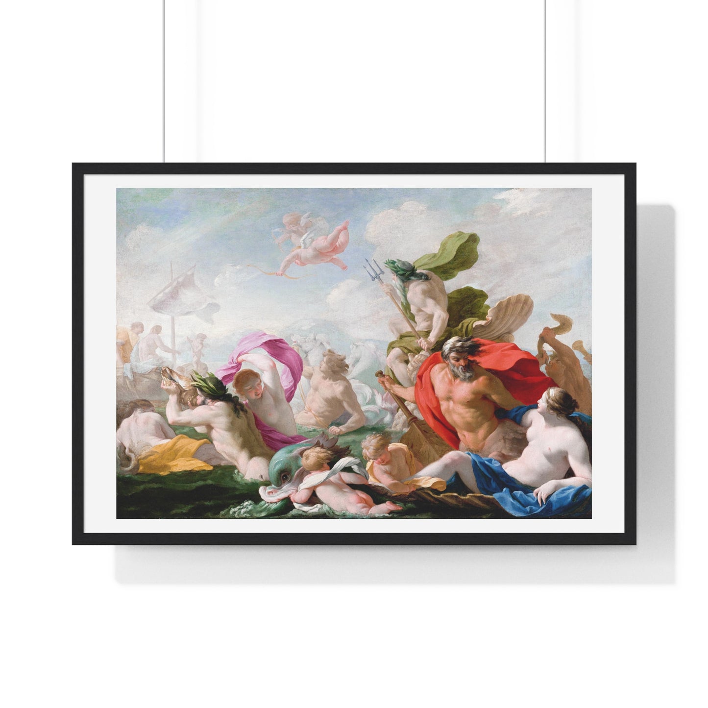 Marine Gods Paying Homage to Love (1636–1638) by Eustache Le Sueur, from the Original, Framed Art Print