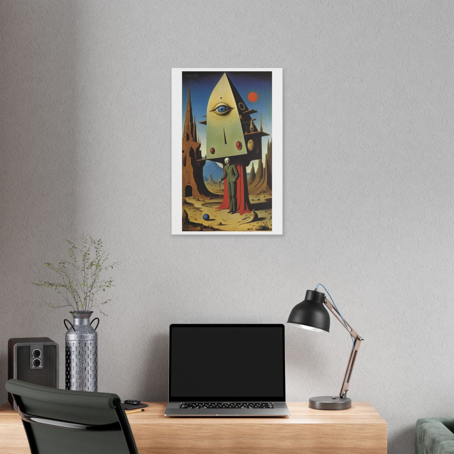 Man at the Watchtower, Surrealist Art Style 'Designed by AI' Canvas Art Print