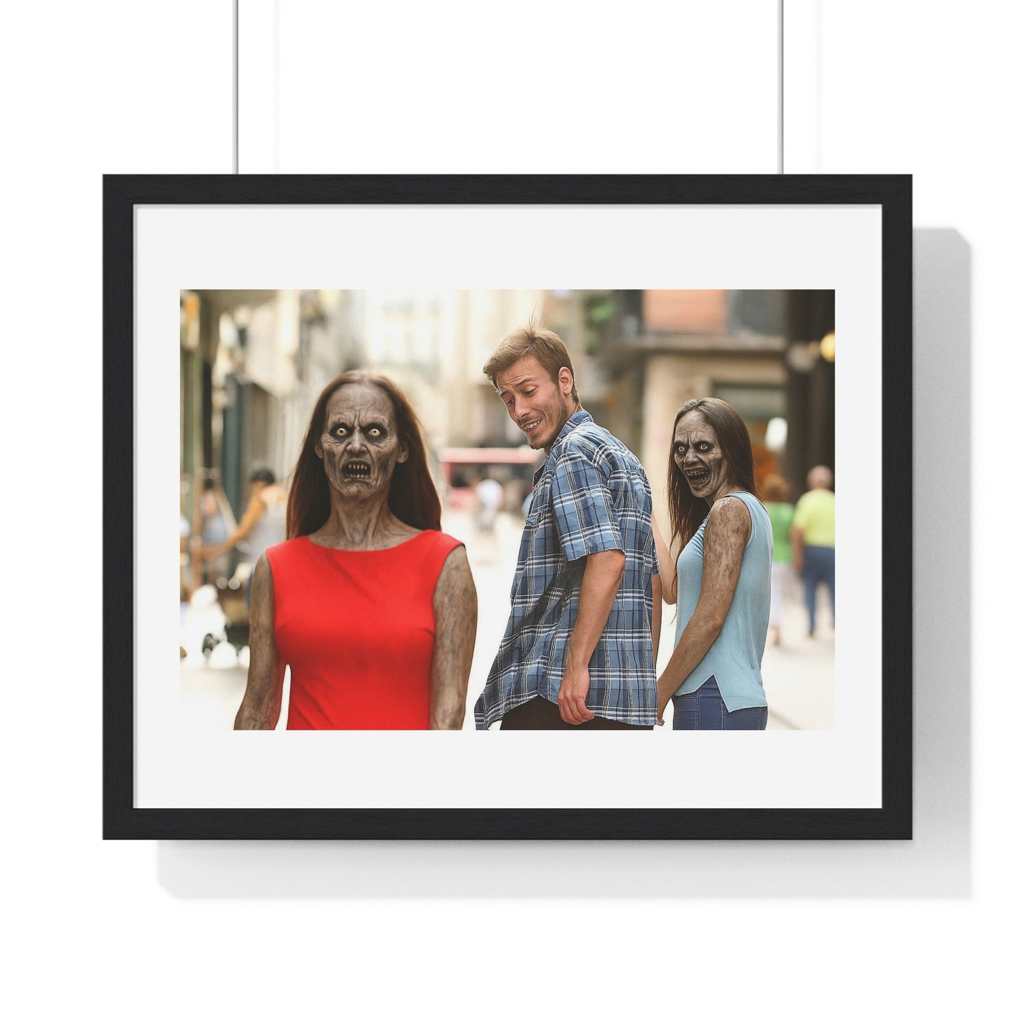 Distracted Boyfriend Meme Art, the Grotesque Reality of it All, Framed Art Print
