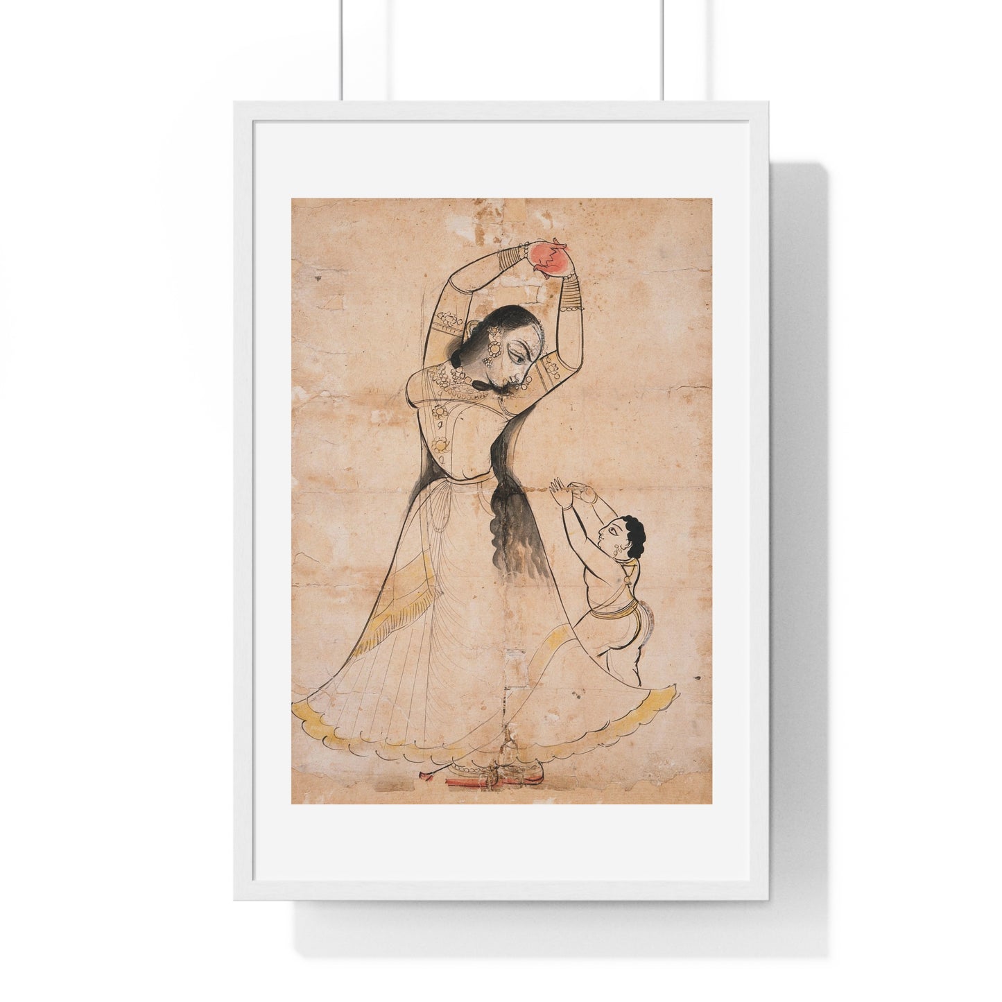 Mother and Child (1900) Ink and Opaque Watercolour by Bagta from the Original, Framed Art Print