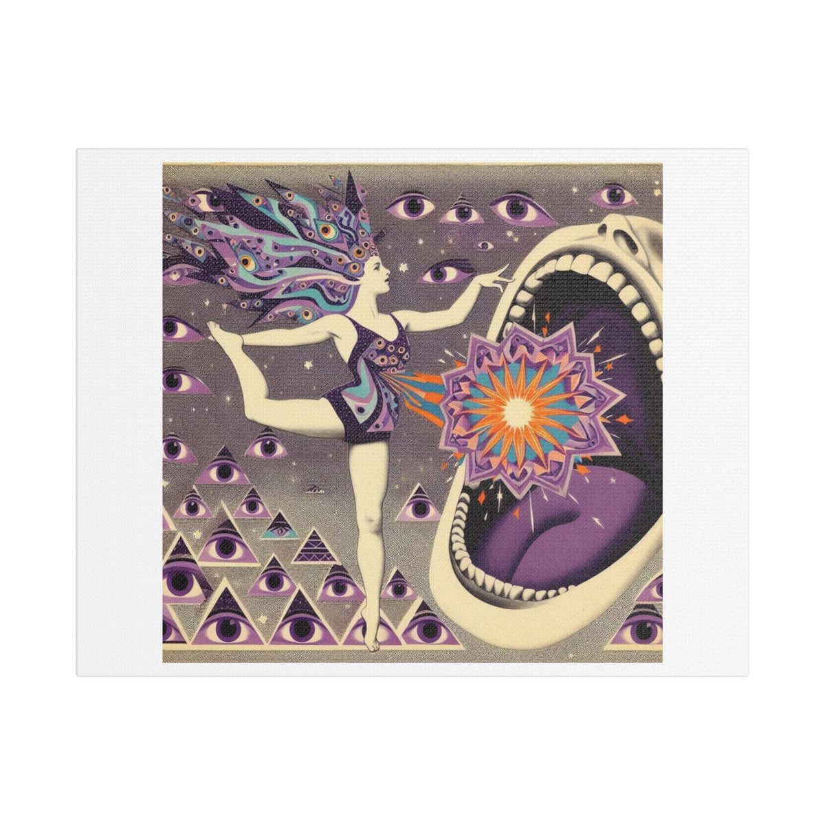 Surreal Eye and Cosmic Mouth Canvas Wall Art