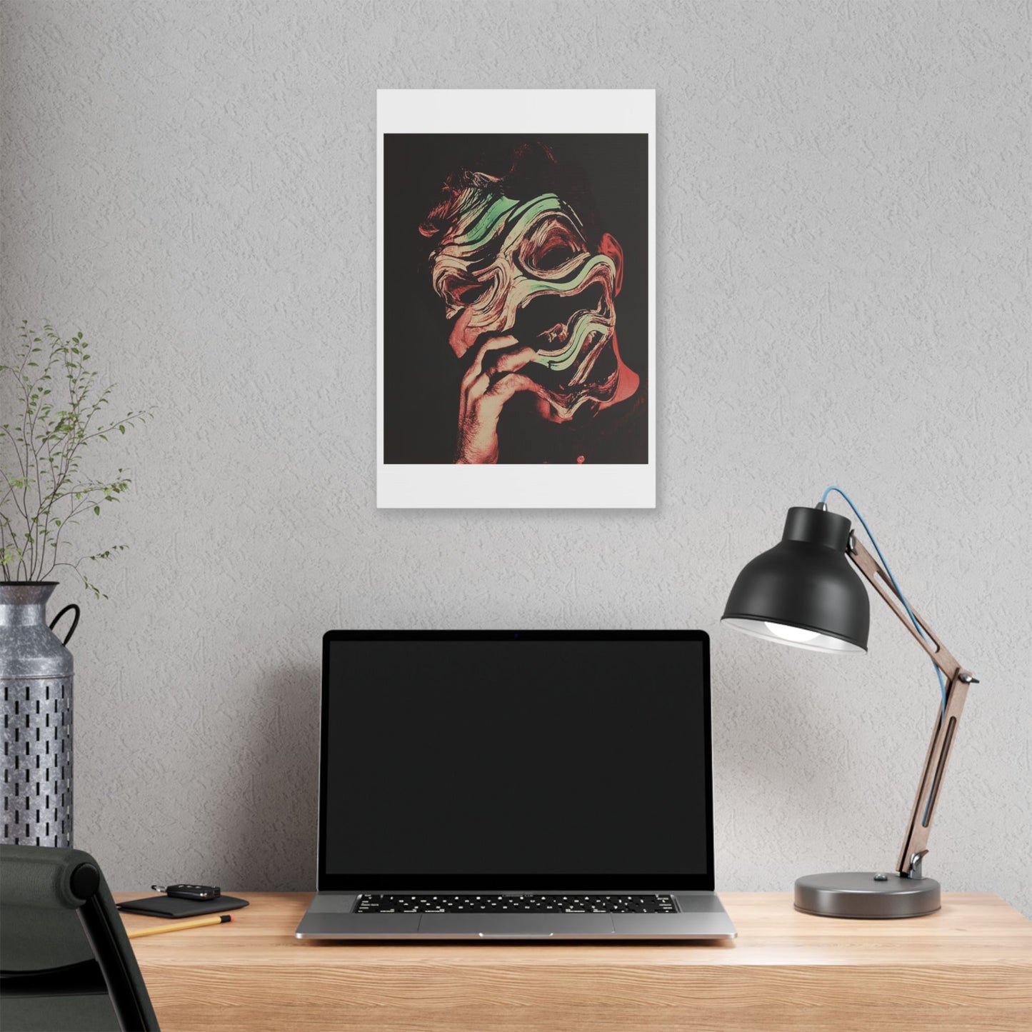 Abstract Male Portrait 'Designed by AI' Satin Canvas Art Print