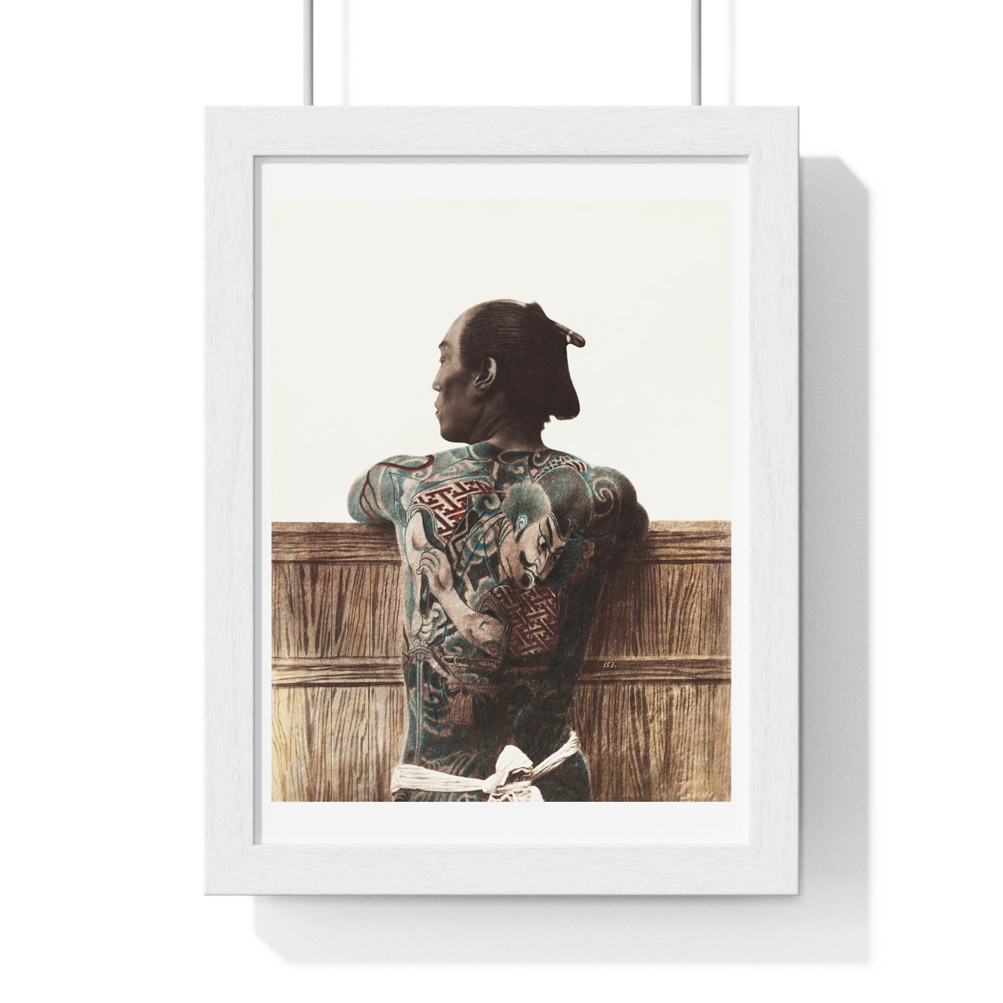Nude Photography of Tattooed Japanese Man (1870s –1890s) by Kusakabe Kimbei, from the Original, Framed Print