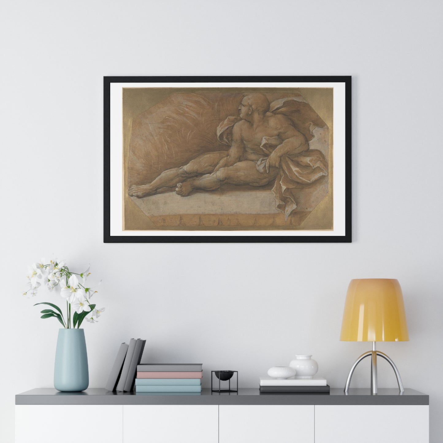 Nude Male Seated on the Ground (1535-1540) by Amico Aspertini, from the Original, Framed Art Print