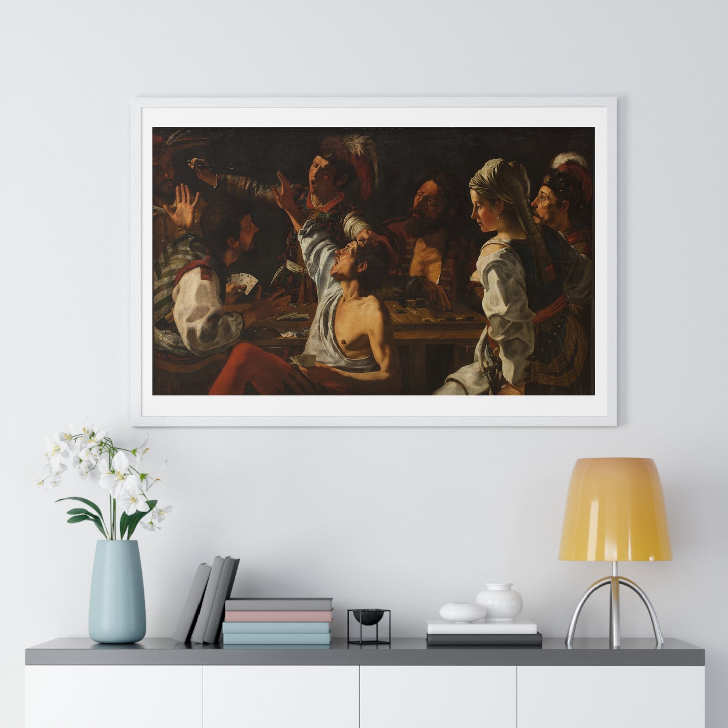 Card and Backgammon Players by Michelangelo Merisi Da Caravaggio, from the Original, Framed Print