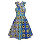 African Print Halter Dress, Pleated Skirt