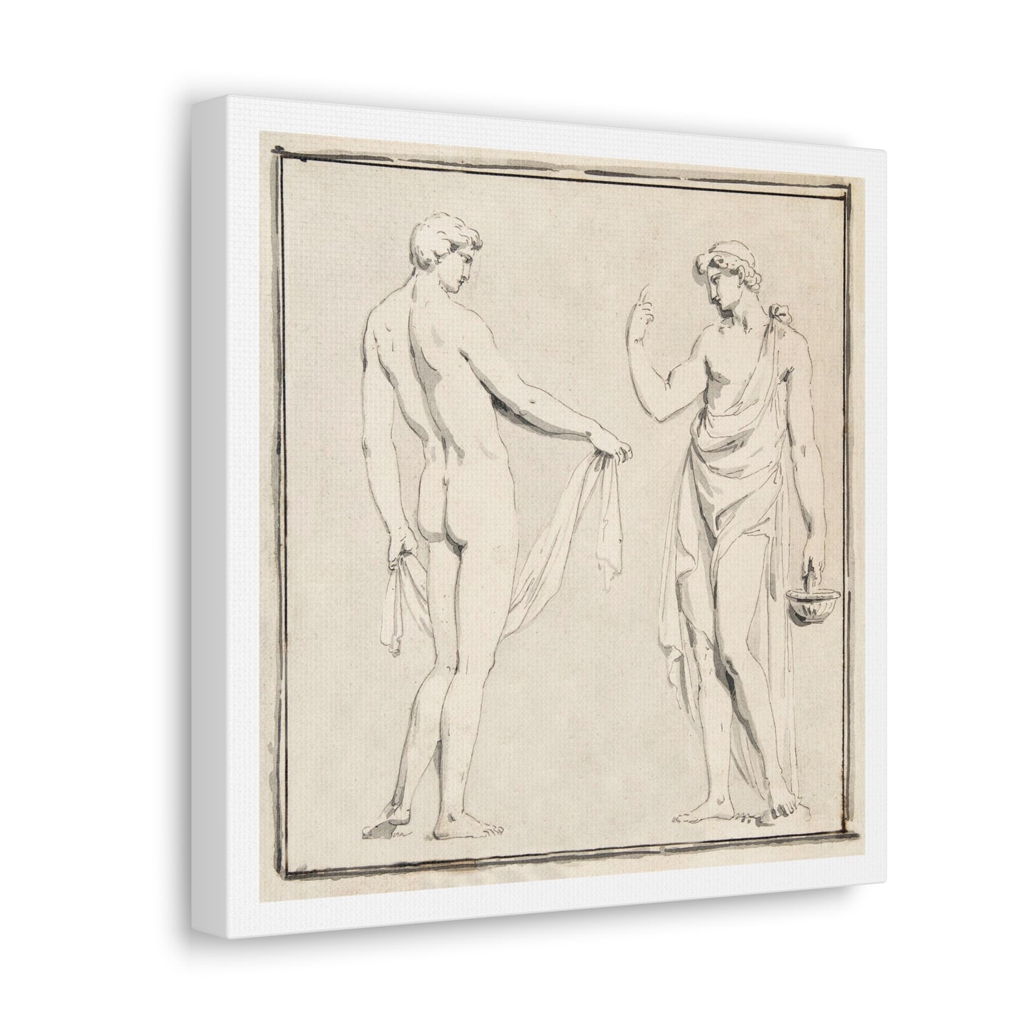 Two Male Figures, One Holding a Basket (18th Century) by Anonymous, from the Original, Print on Canvas