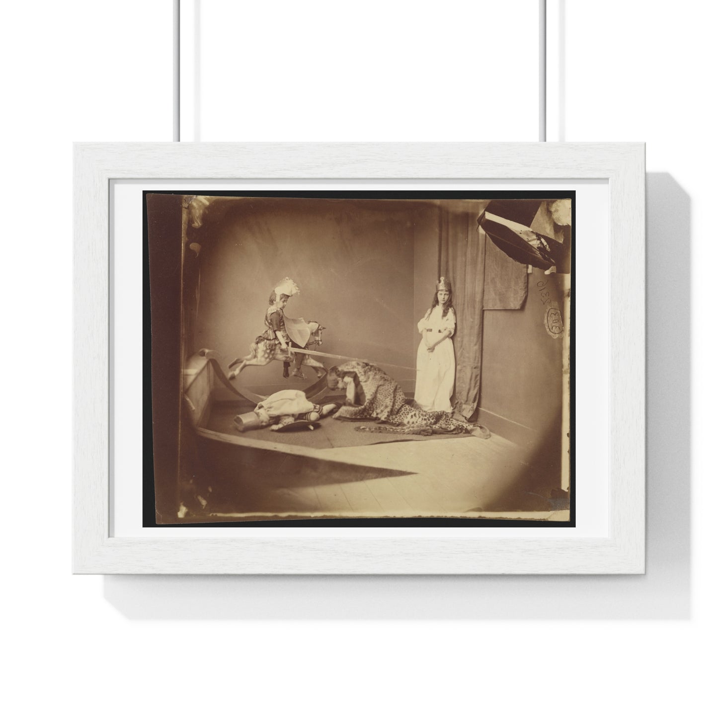 Vintage Photography, Saint George and the Dragon (1875) by Lewis Carroll , from the Original, Framed Print