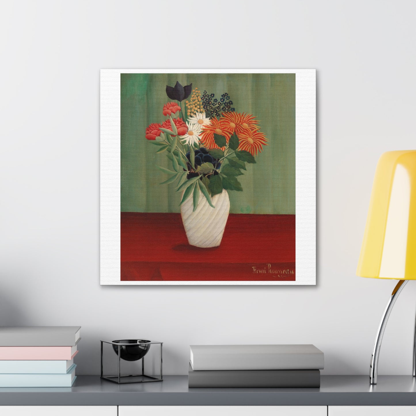 Bouquet of Flowers with China Asters and Tokyos 'Bouquet de Fleurs aux Reines-Marguerites et aux Tokyos' (1910) by Henri Rousseau Canvas Art Print from the Original