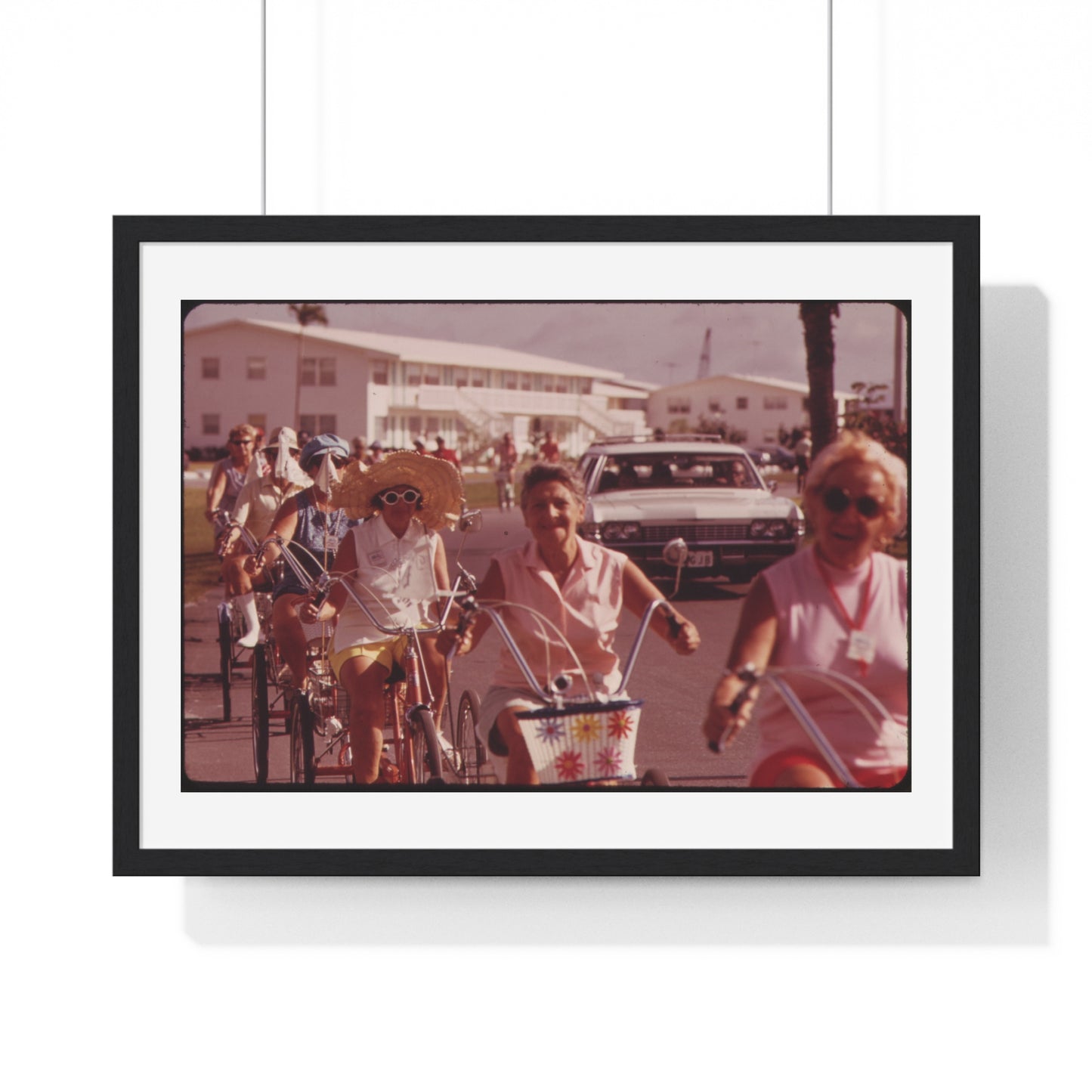 Tricycle Club at the Century Village Retirement Community (circa 1973) Vintage Photography by Flip Schulke, Framed Print