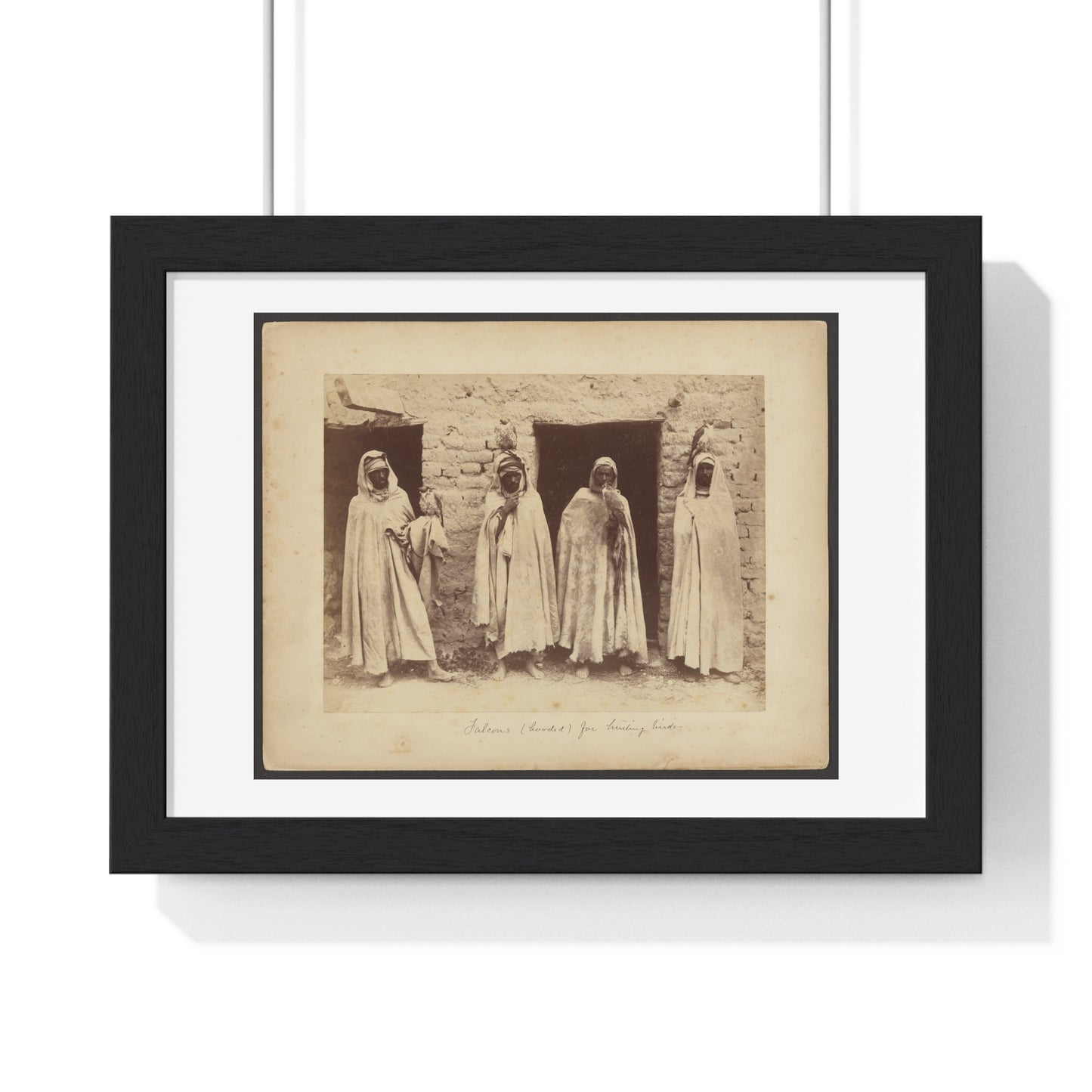 Vintage Photography, Arab Scene with Hooded Falcons (1890–1900) by Étienne Neurdein, from the Original, Framed Print