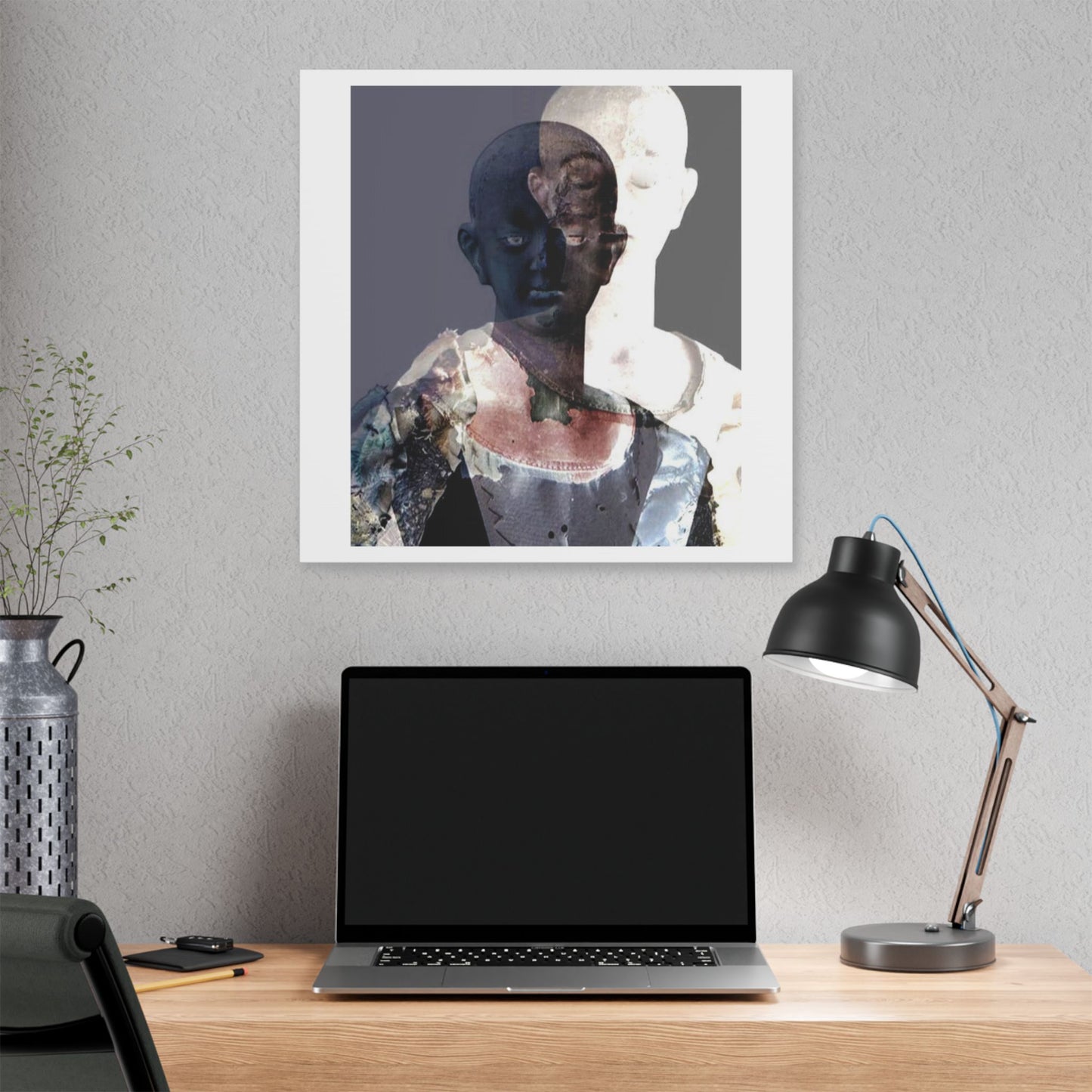 Awake, Collage Photo Manipulation 'Designed by AI' Canvas Art Print