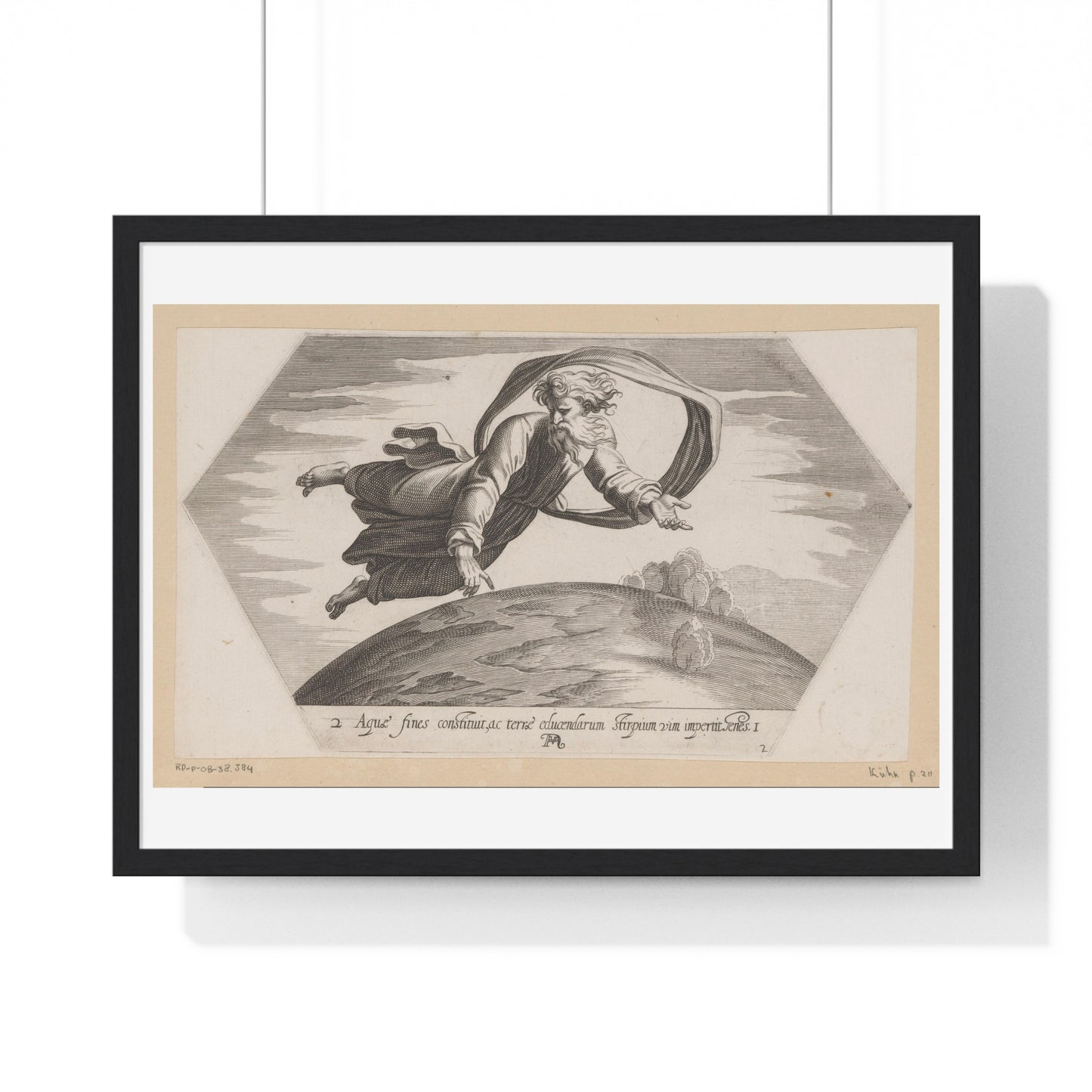 God Scheidt de Wateren (1626) by Francesco Villamena and Rafaël, from the Original, Framed Art Print