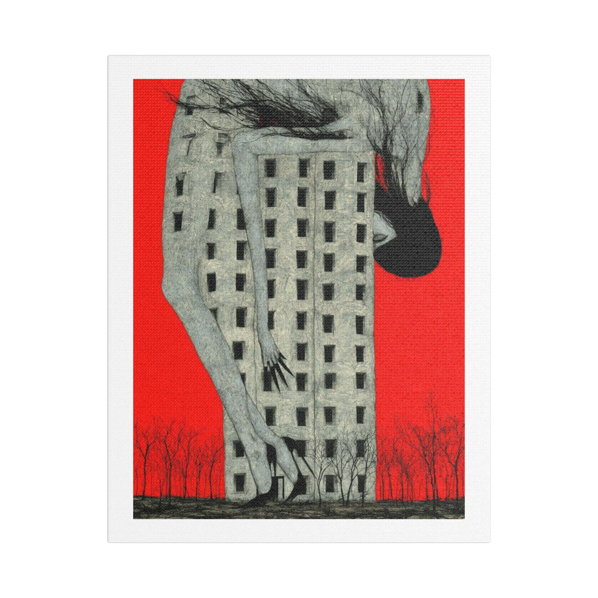 Tower, Neo-Surrealism, Art Print on Satin Canvas, Stretched