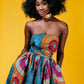 African Print Halter Dress, Pleated Skirt