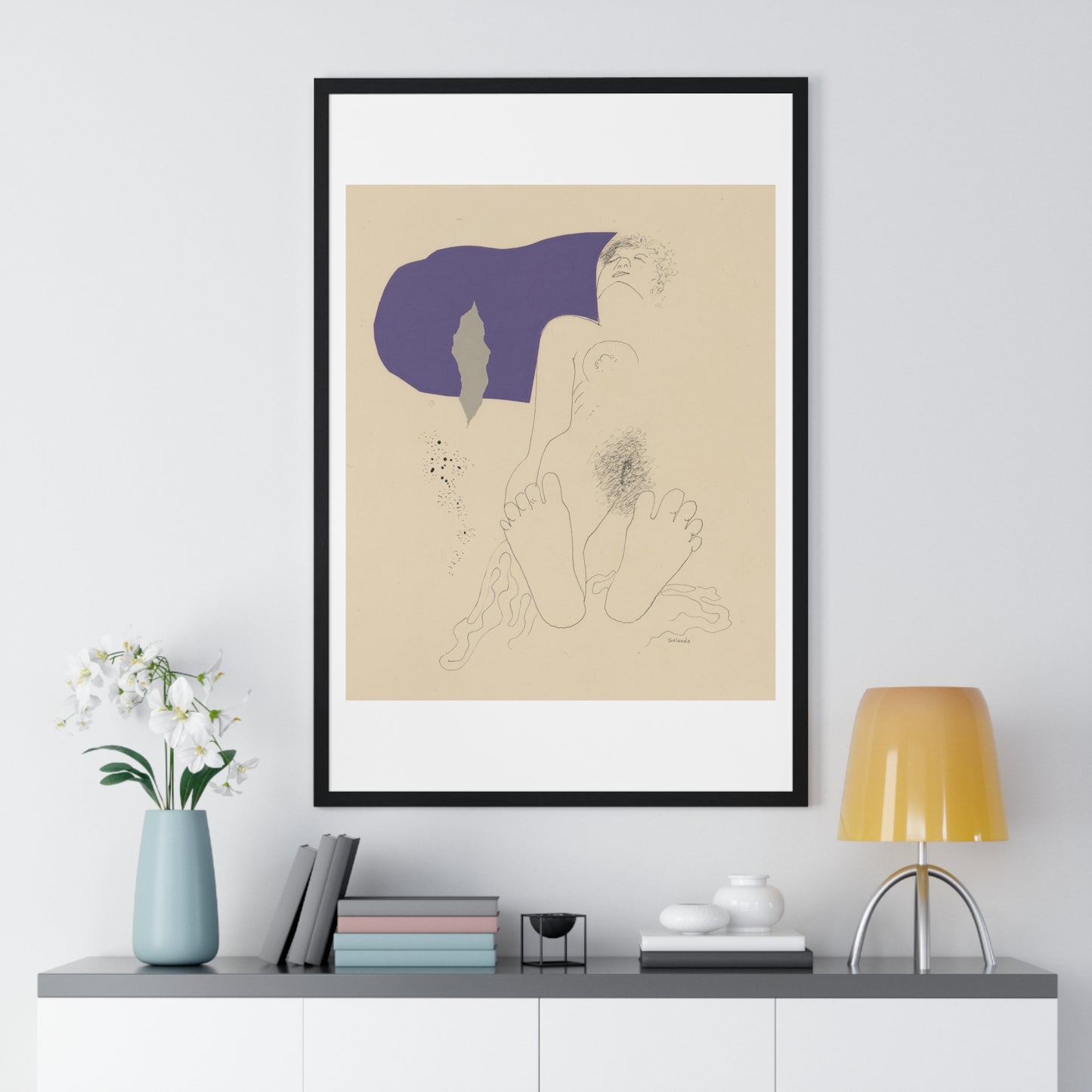 Reclining Nude by Mikuláš Galanda, from the Original, Framed Art Print