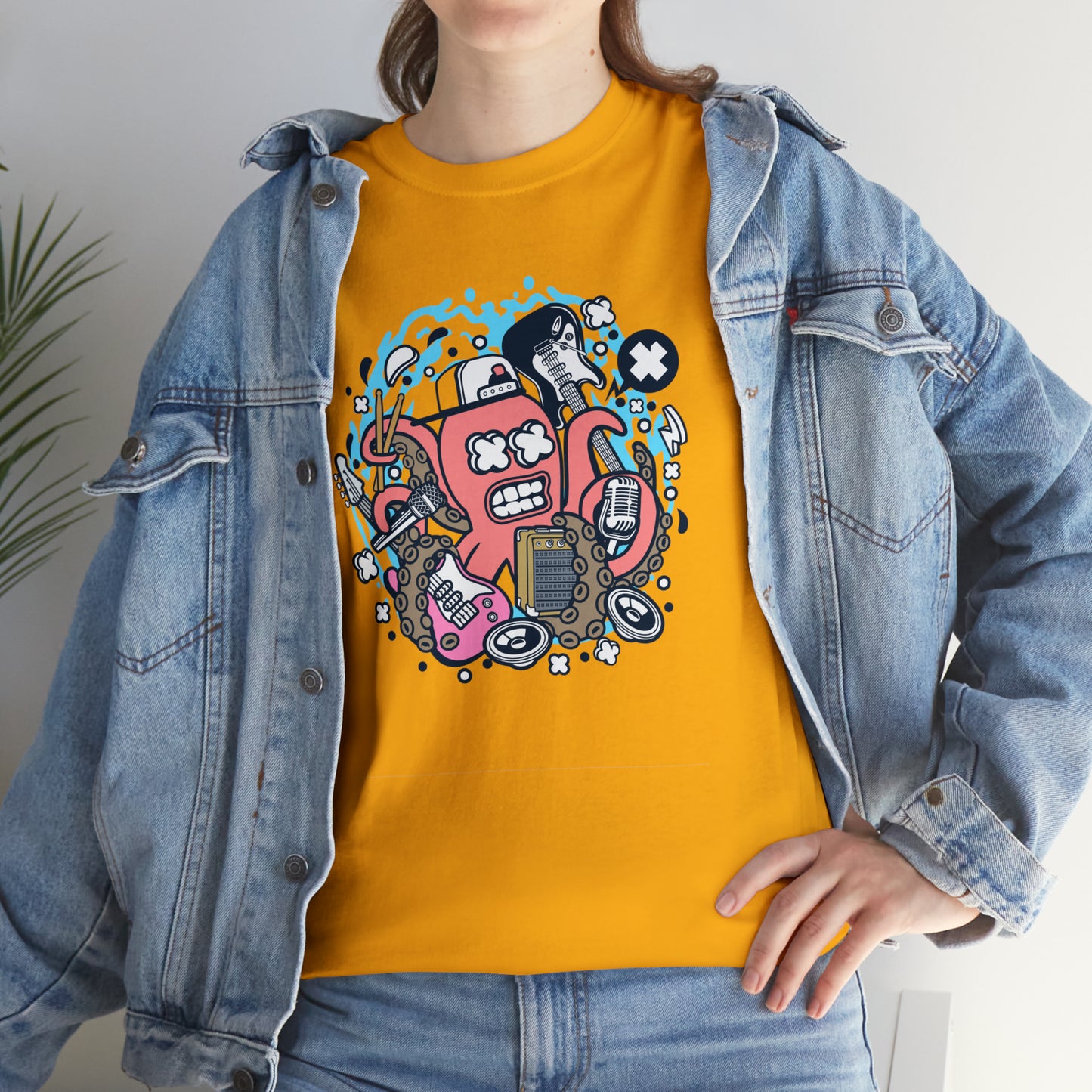 Rock Octopus Musician Cartoon T-Shirt