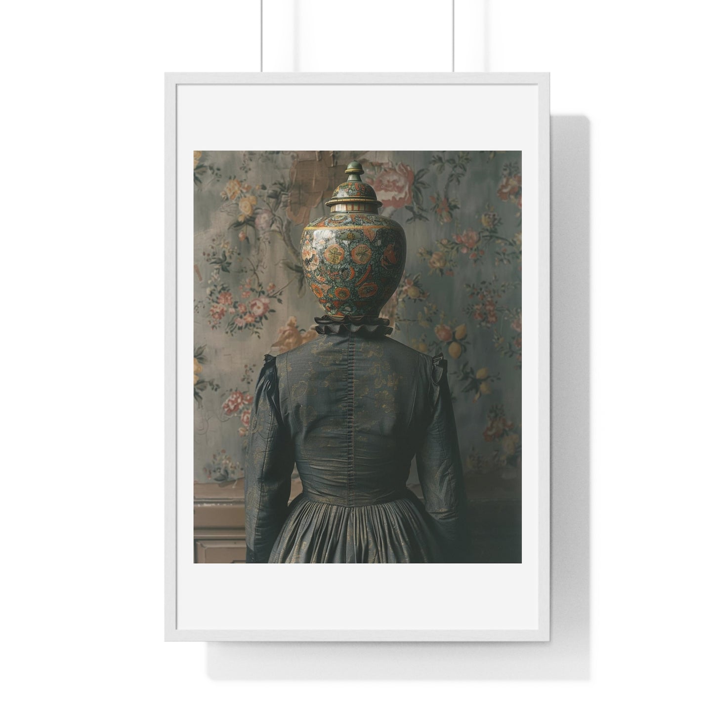 Head Replacement II, Abstract Art 'Designed by AI', Framed Art Print