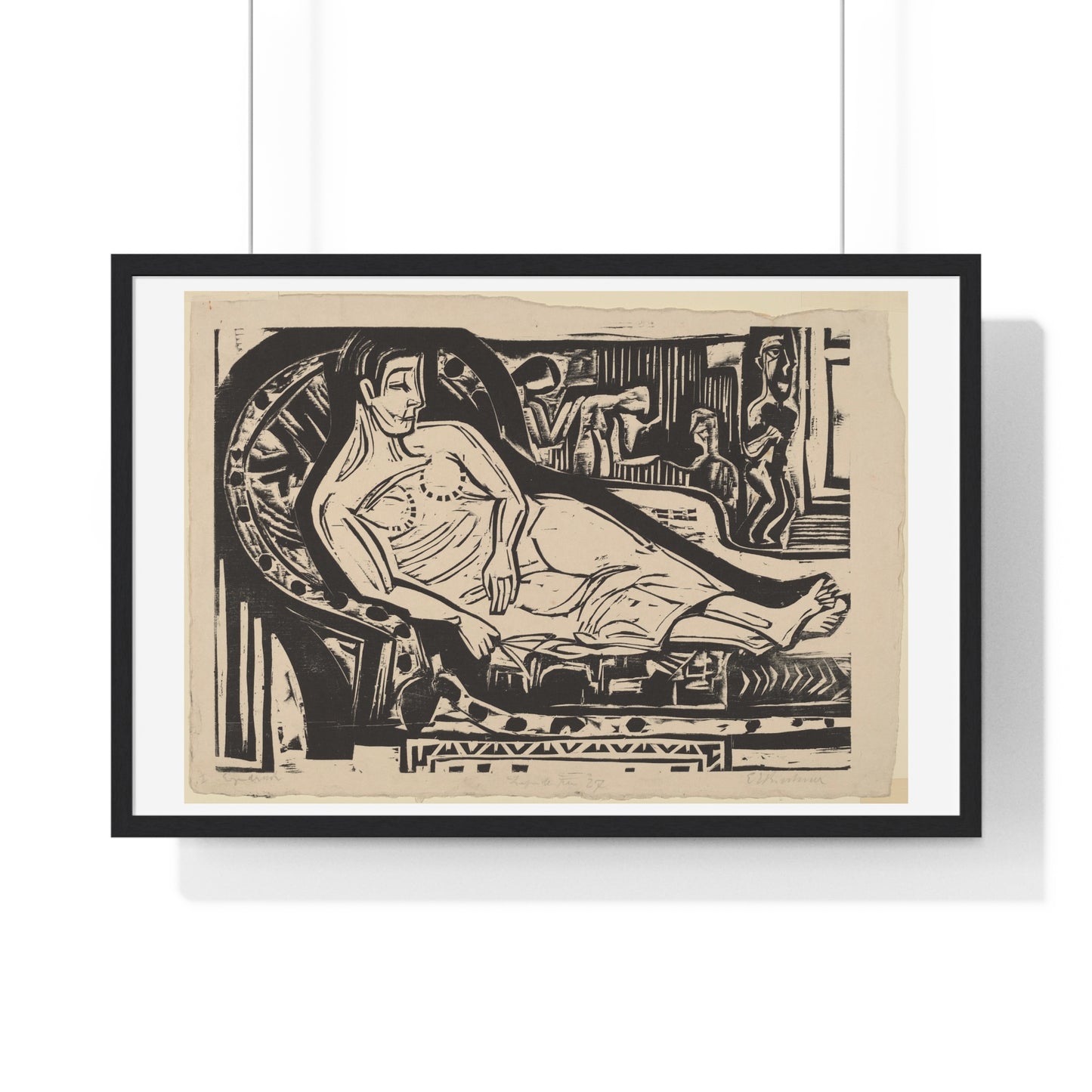 Woman Lying on a Sofa (1926) by Ernst Ludwig Kirchner, from the Original, Framed Art Print
