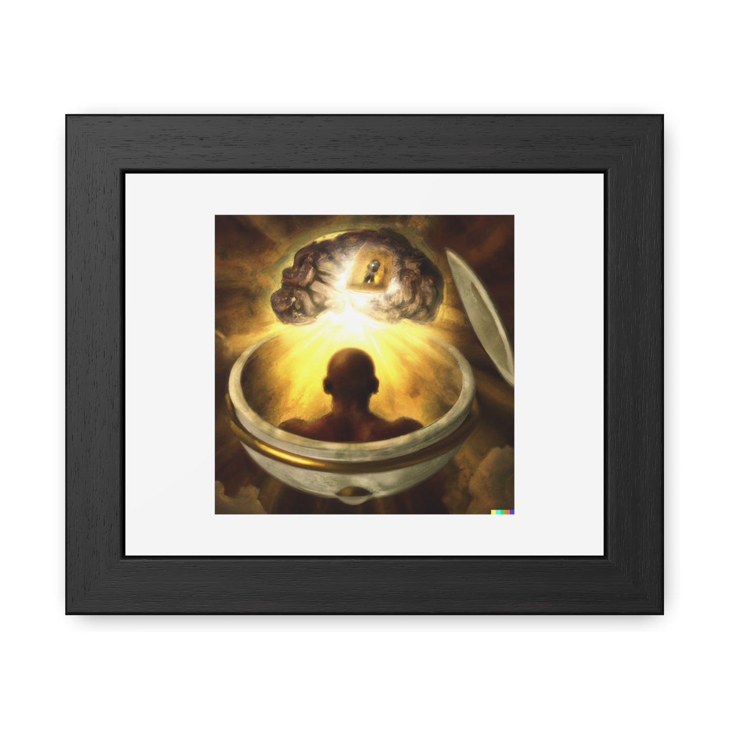 God And The Human Mind Digital Art 'Designed by AI' Wooden Framed Print