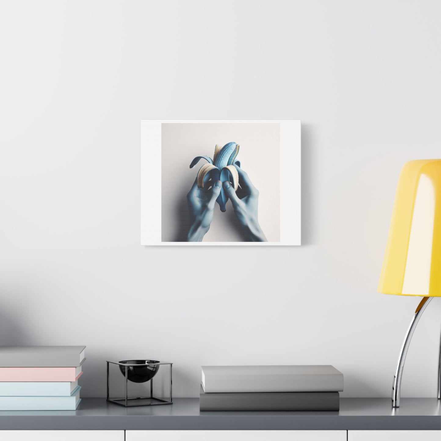 Blue Banana Abstract Art 'Designed by AI' Print on Canvas