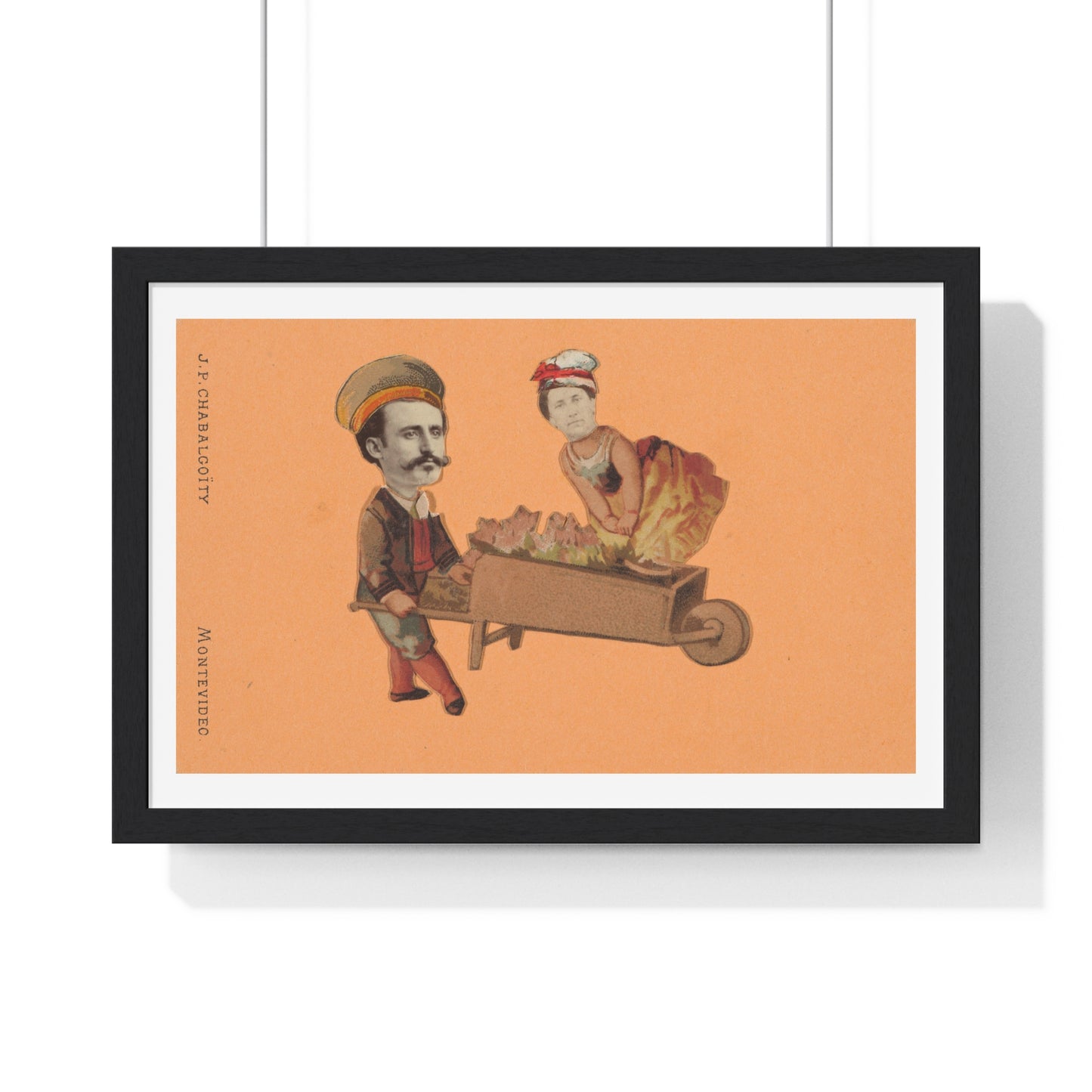 Uruguayan Photo Collage, Man Pushing Woman in Wheelbarrow (circa 1875) by Juan Pedro Chabalgoity, Framed Art Print