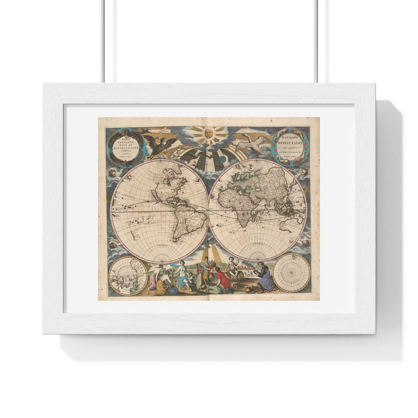 Antique Map 'Orbis Terrarum Nova et Accuratissima Tabula' (1658) from the Original, Framed Print