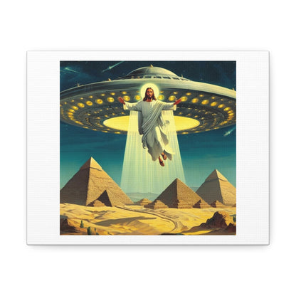 Look, is that a UFO Over the Head of Jesus? Art Print 'Designed by AI' on Canvas