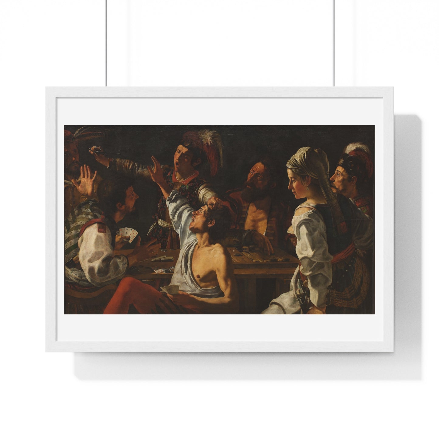 Card and Backgammon Players by Michelangelo Merisi Da Caravaggio, from the Original, Framed Print
