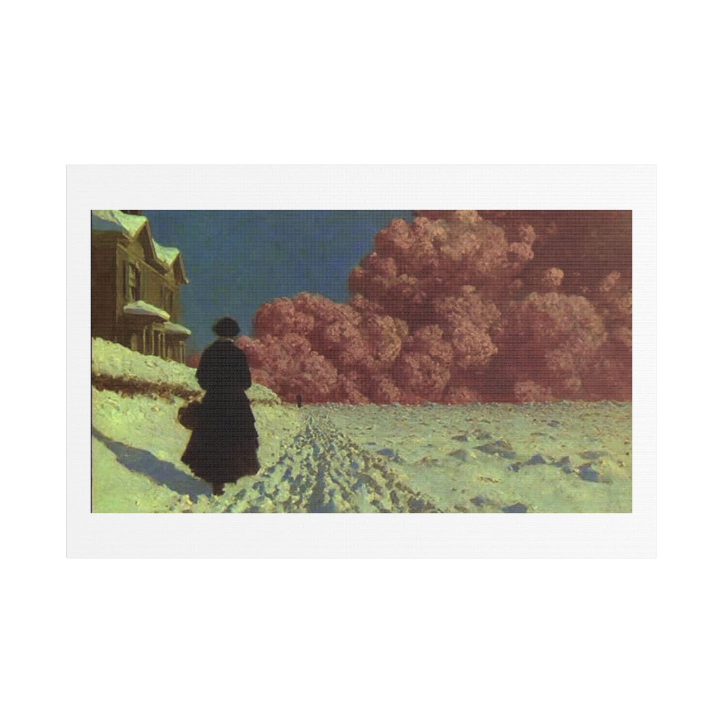 Victorian Woman in a Winter Scene, 19th Century Pastel Art 'Designed by AI' Print on Canvas